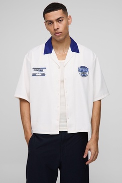 Oversized Moto Badge Revere Shirt