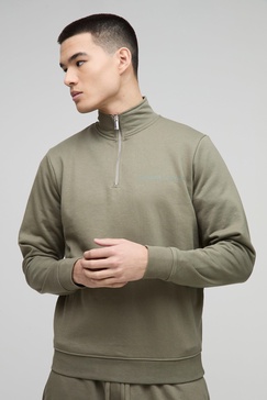 Regular Fit Edizione Heavyweight Zip Funnel Neck Sweatshirt