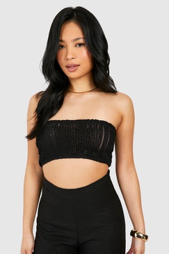 Petite Textured Crinkle Tube Top