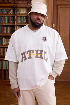 Plus Oversized V Neck Baseball Shirt