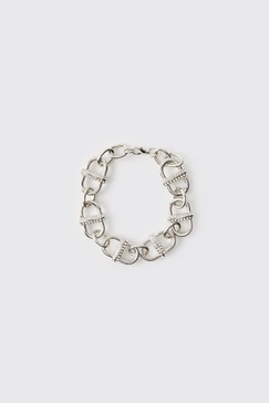 Silver Bracelet with Iced Links