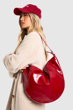 Vinyl Oversized Round Shoulder Bag