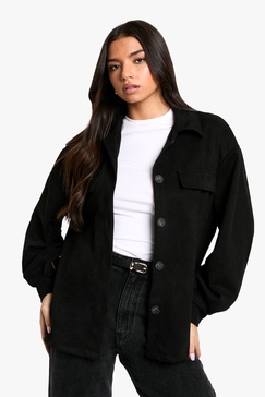 SUEDE LOOK OVERSIZED SHIRT