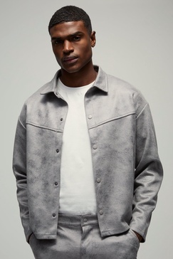 Oversized Antique Suedette Shirt Jacket