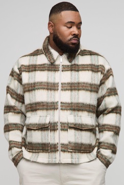 Plus Boxy Brushed Flannel Shirt Jacket