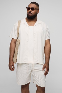 Plus Regular Linen Shirt & Short Set