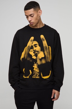 Oversized Extended Neck Tupac License Sweat