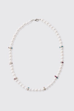 Iced Pearl Necklace In Purple