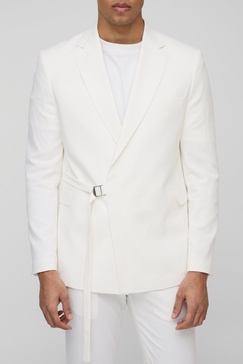 Straight Fit Wrap Detail Suit Jacket