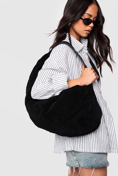 Faux Suede Slouchy Shoulder Bag