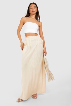 Tall Linen Look Pocket Maxi Skirt