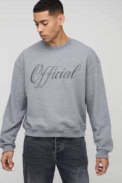 Boxy Varsity Contrast Embroidered Sweatshirt