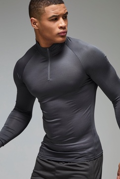 Man Active Lightweight Essentials Workout Raglan Muscle Fit 1/4 Zip