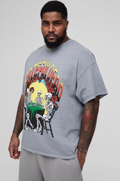 Plus Grateful Dead License Washed Print Regular Fit T-Shirt