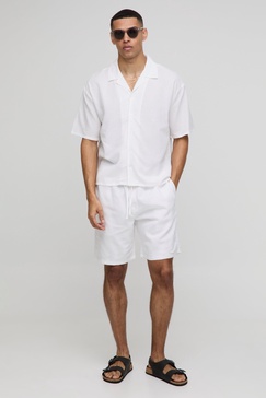Oversized Revere Linen Blend Shirt & Short Set