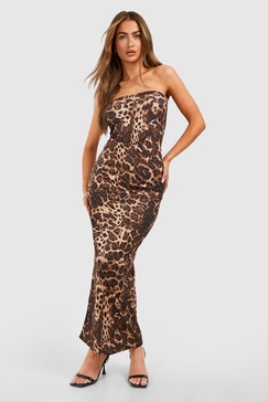 Leopard Bandeau Maxi Dress