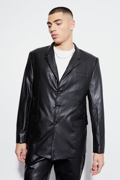 Relaxed Fit Pu Suit Jacket