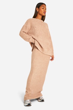 Borg Knitted Loose Fitted Maxi Skirt