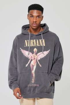 Oversized Nirvana Washed License Hoodie
