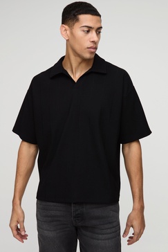 Oversized Boxy Wide Structured Rib Revere Polo