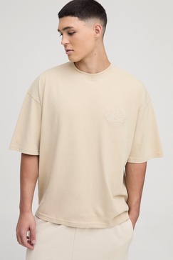 Oversized Boxy Homme Applique Peached T-Shirt