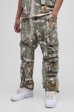 Relaxed Forest Camo Multi Pocket Cargo Pants