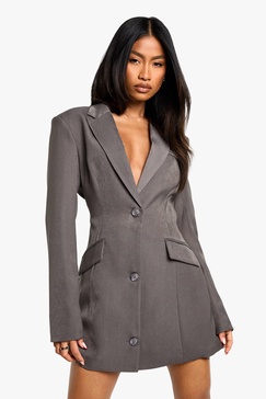 Tailored Structured Cinched Waist Blazer Dress