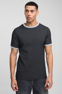 Slim Fit Contrast Waffle Ringer T-Shirt