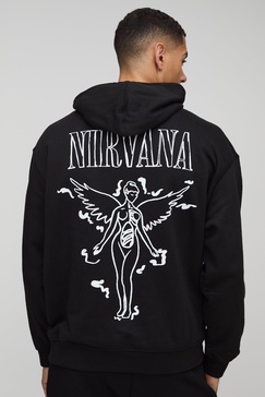 Oversized Nirvana License Printed Hoodie