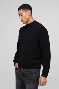 Relaxed Mock Neck Knitted Sweater