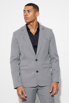 Skinny Single Breasted Dogtooth Suit Jacket