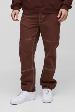 Straight Leg Contrast Stitch Denim Jeans