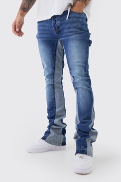 Skinny Flared Stacked Carpenter Gusset Washed Jeans