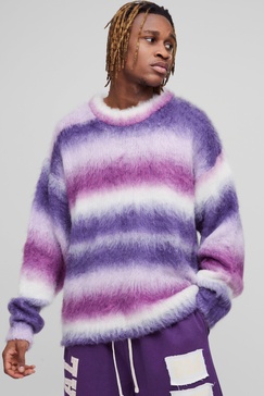 Tall Oversized Boxy Brushed Stripe Knitted Sweater