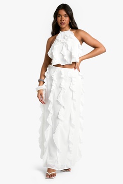 Chiffon Ruffle Maxi Skirt