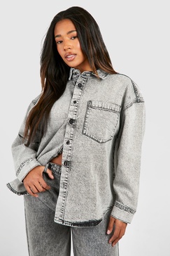 Plus Basic Oversized Denim Shirt 