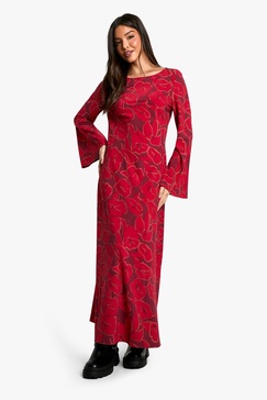 Floral Flare Sleeve Maxi Dress