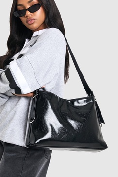 Distressed Leather Look Shoulder Bag