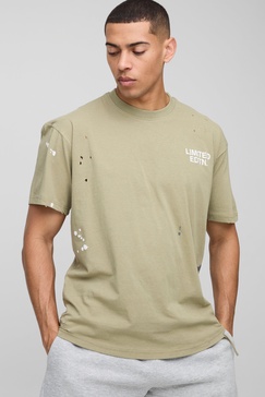 Oversized Paint Splatter Distressed Limited Edition T-Shirt