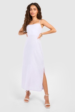 Linen Look Strap Detail Maxi Dress