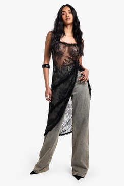 Ruched Hem Lace Maxi Top