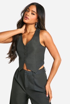 Premium Woven Cross Back Detail Waistcoat 