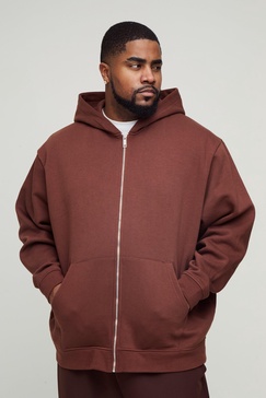 Plus 330GSM Oversized Basic Zip Through Hoodie
