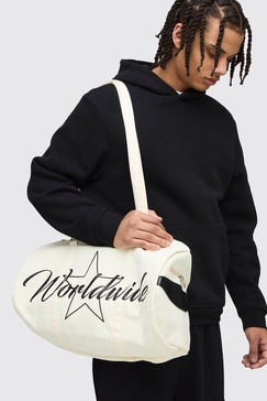 Canvas graphic duffle bag
