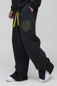 Wide Leg BM Varsity Applique Split Hem Sweatpants