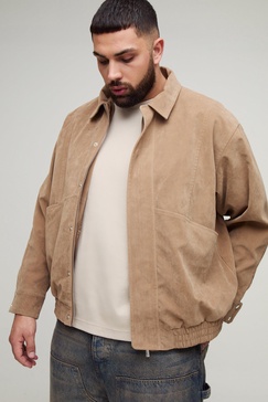 Plus Faux Suede Boxy Harrington Jacket