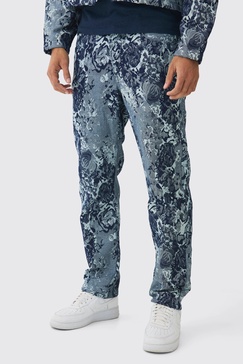 Relaxed Rigid Floral Jacquard Jeans