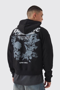Boxy Homme Tonal Print Hoodie