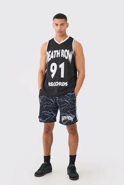 Oversized Death Row License Mesh Undershirt And Short Set