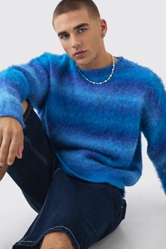 Oversized Boxy Brushed Ombre Knitted Sweater